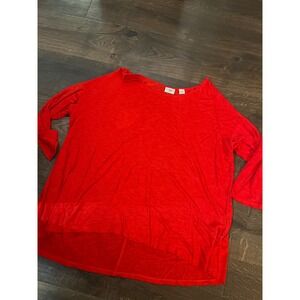 Cato Woman Red Slub Knit Top Long Sleeve High Low Hem Plus Size 18/20W RN37080